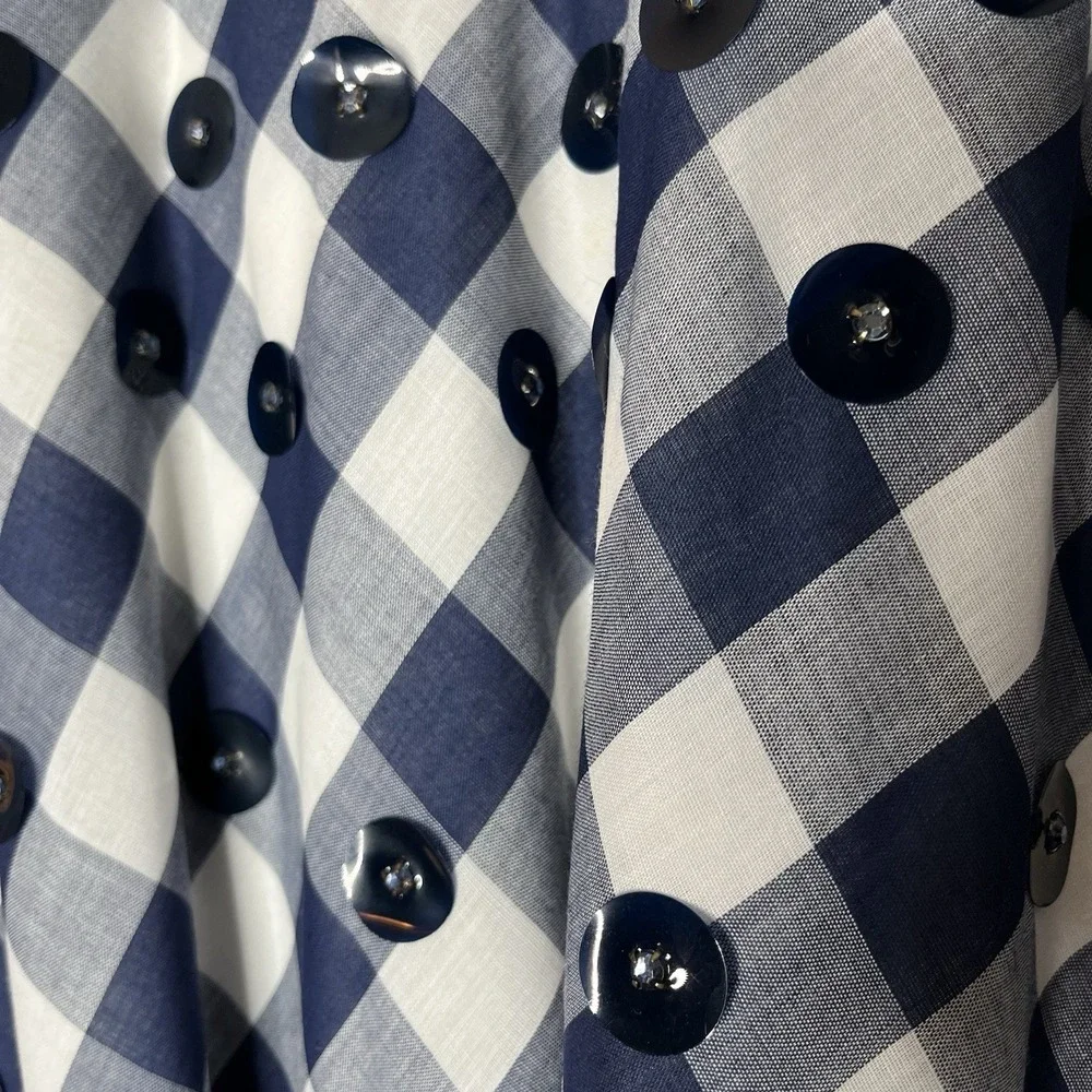 ZiZi International Vtg Women's Skirt 4 (measured) Blue White Check Embellished‎